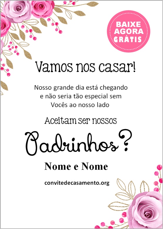 convite de casamento para padrinhos editável