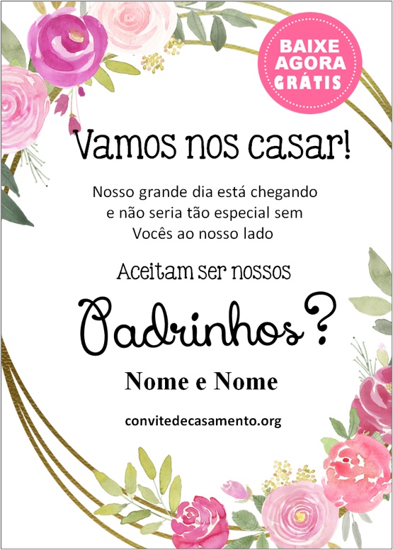 convite casamento padrinhos flores