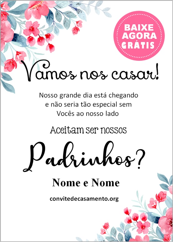 convite digital padrinhos casamento grátis
