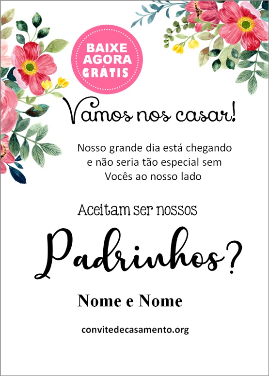 modelo de convite floral com nomes