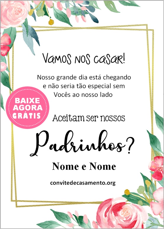 convite floral para padrinhos whatsapp grátis