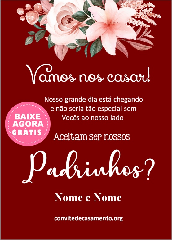 convite digital casamento padrinhos marsala