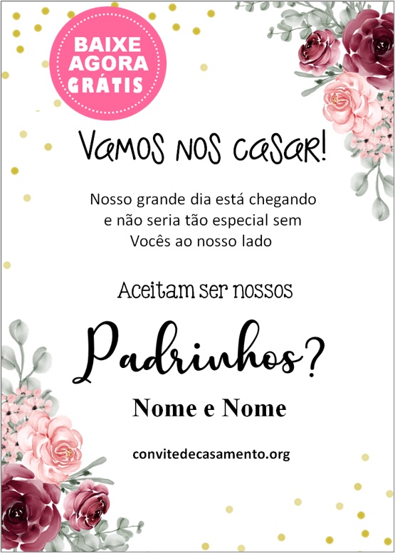 convite casamento padrinhos marsala whatsapp