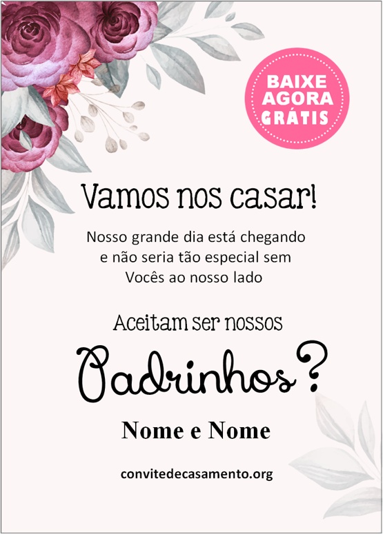 convite casamento padrinhos marsala minimalista
