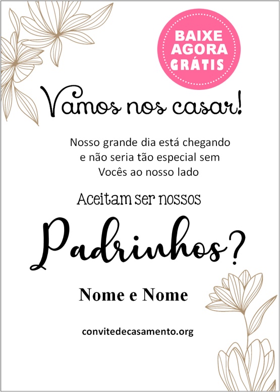 convite casamento padrinhos simples online