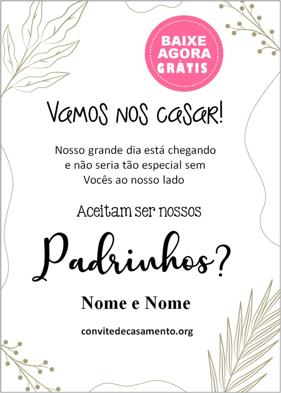 convite casamento padrinhos simples whatsapp