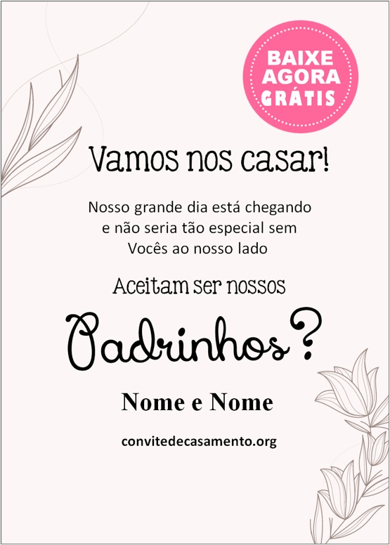 convite casamento padrinhos simples download