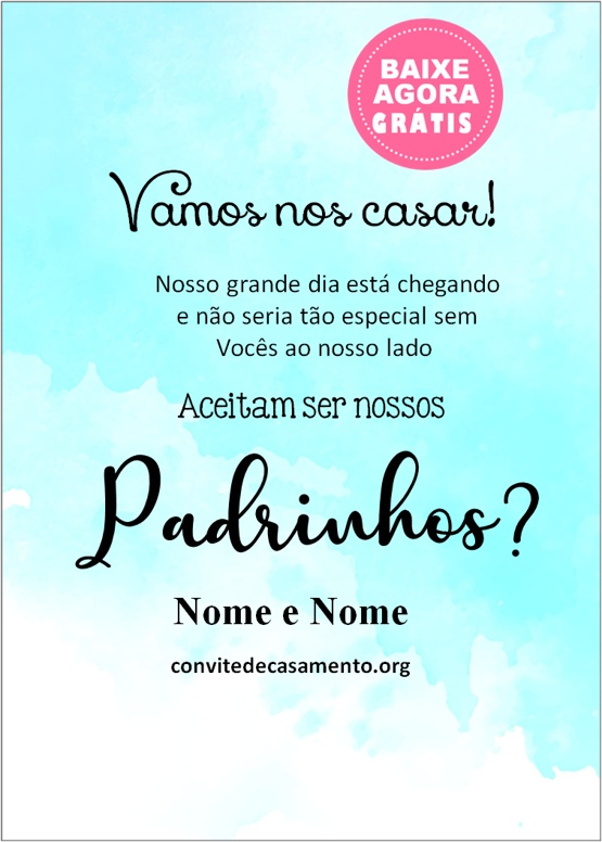 convite padrinhos casamento aquarela