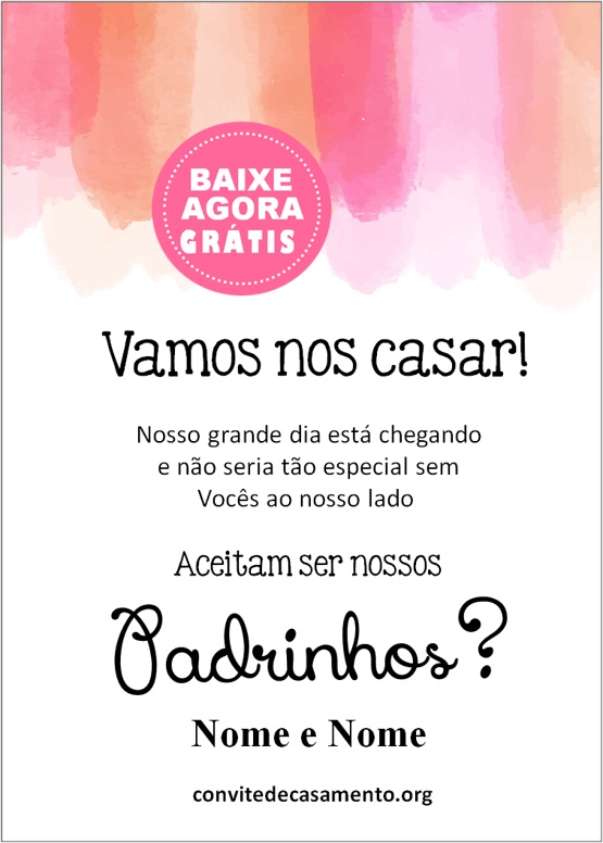 convite para padrinhos de casamento aquarela moderno