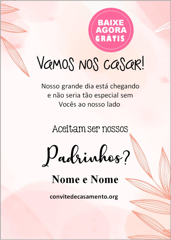 convite aquarela para madrinhas